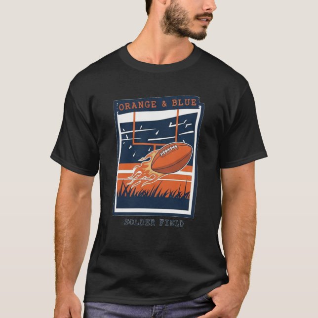 Flaming Football Goal Post Scene T-Shirt (Front)