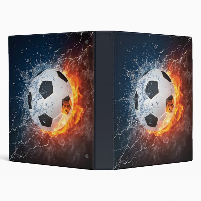 Flaming Football/Soccer Ball Throw Pillow 3 Ring Binder (Background)