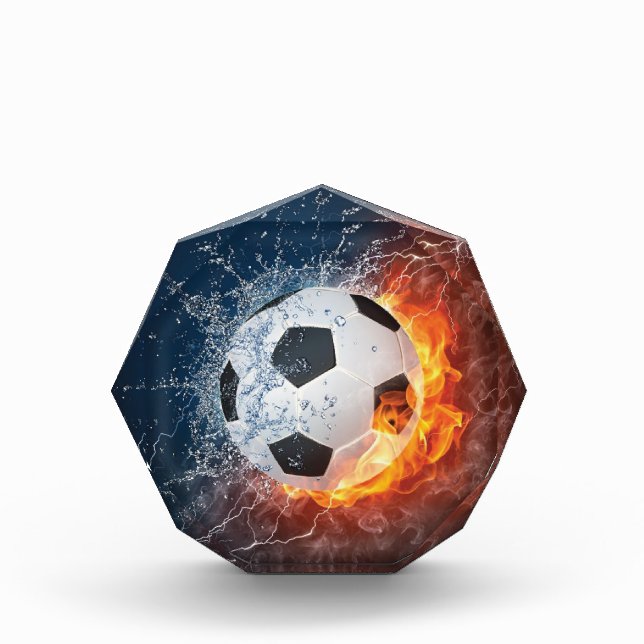 Flaming Football/Soccer Ball Throw Pillow Acrylic Award (Front)