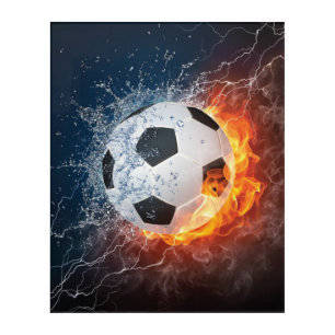 Flaming Football/Soccer Ball Throw Pillow Acrylic Print