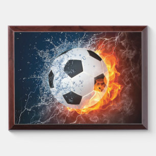 Flaming Football/Soccer Ball Throw Pillow Award Plaque