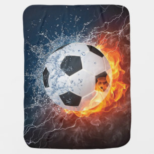 Flaming Football/Soccer Ball Throw Pillow Baby Blanket