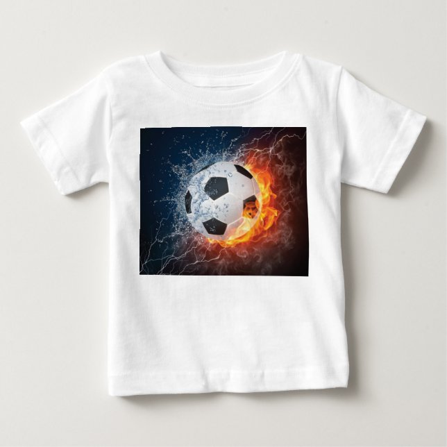 Flaming Football/Soccer Ball Throw Pillow Baby T-Shirt (Front)