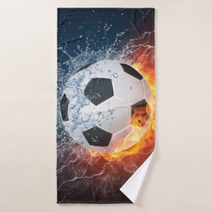 Flaming Football/Soccer Ball Throw Pillow Bath Towel
