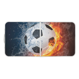 Flaming Football/Soccer Ball Throw Pillow Beer Pong Table