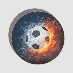 Flaming Football/Soccer Ball Throw Pillow Car Magnet