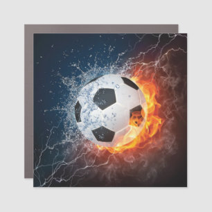 Flaming Football/Soccer Ball Throw Pillow Car Magnet