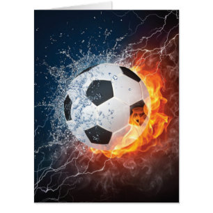Flaming Football/Soccer Ball Throw Pillow Card