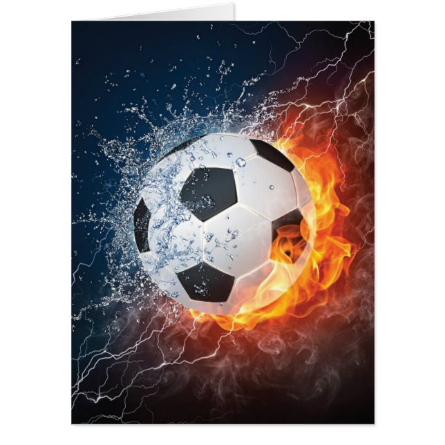 Flaming Football/Soccer Ball Throw Pillow Card (Front)
