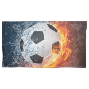 Flaming Football/Soccer Ball Throw Pillow Case