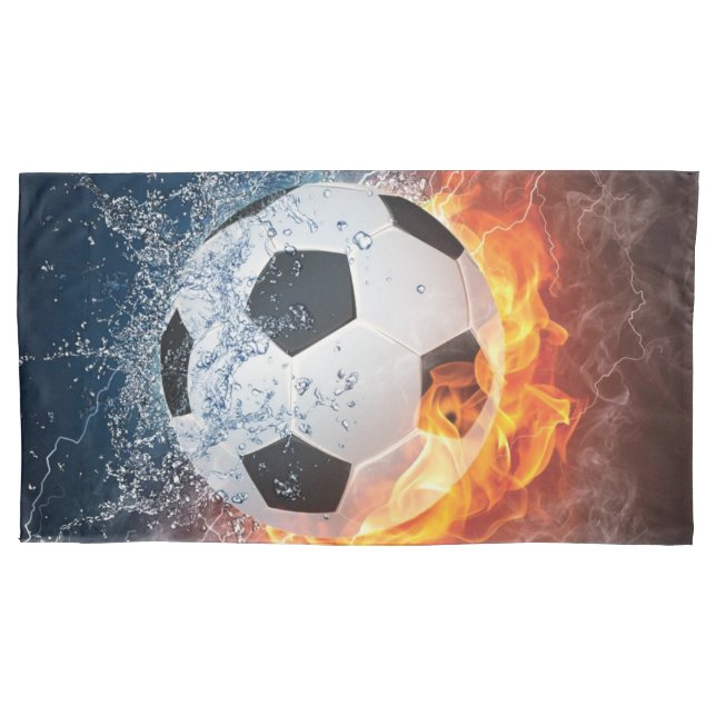 Flaming Football/Soccer Ball Throw Pillow Case (Front)