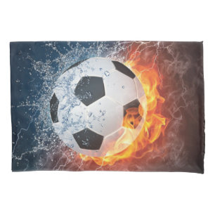 Flaming Football/Soccer Ball Throw Pillow Case