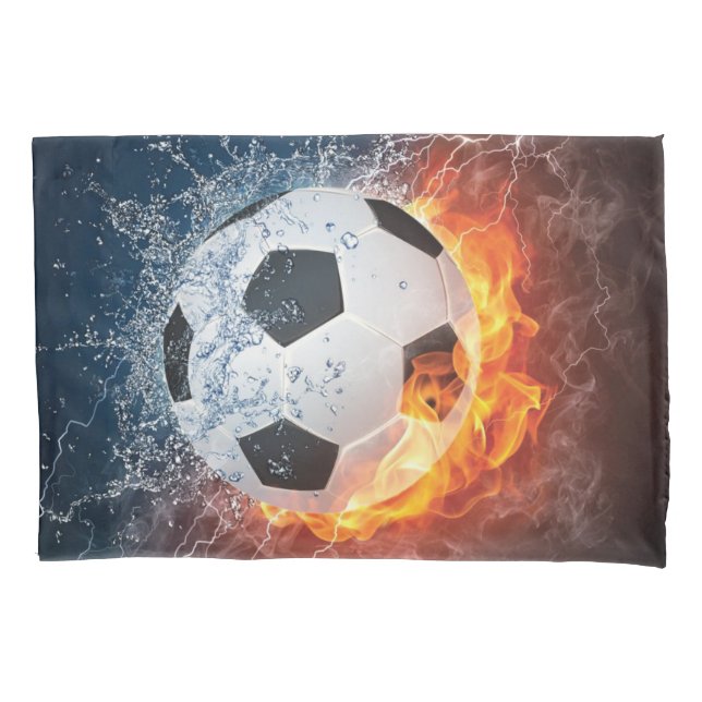 Flaming Football/Soccer Ball Throw Pillow Case (Front)