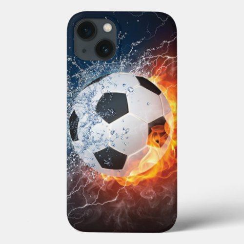Flaming FootballSoccer Ball Throw Pillow iPhone 13 Case
