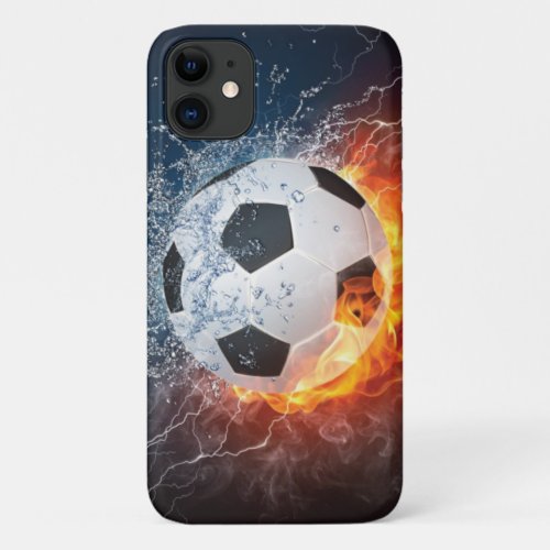 Flaming FootballSoccer Ball Throw Pillow iPhone 11 Case