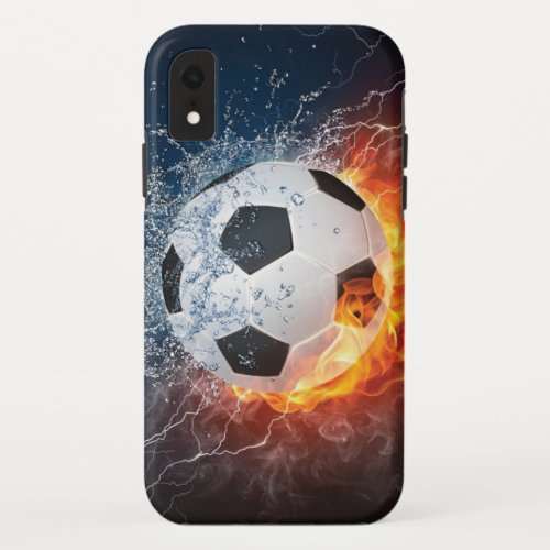 Flaming FootballSoccer Ball Throw Pillow iPhone XR Case