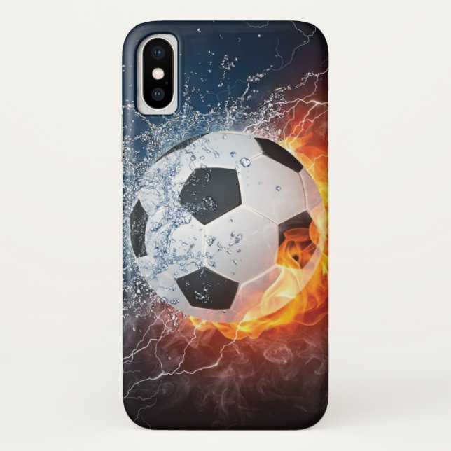 Flaming Football/Soccer Ball Throw Pillow Case-Mate iPhone Case (Back)