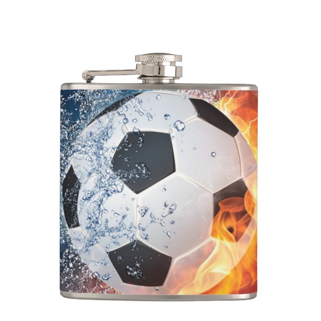 Flaming Football/Soccer Ball Throw Pillow Flask (Front)