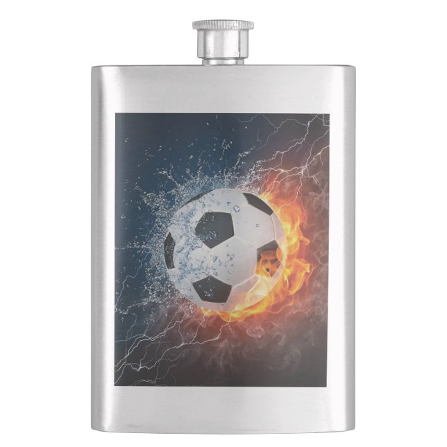 Flaming Football/Soccer Ball Throw Pillow Flask (Front)
