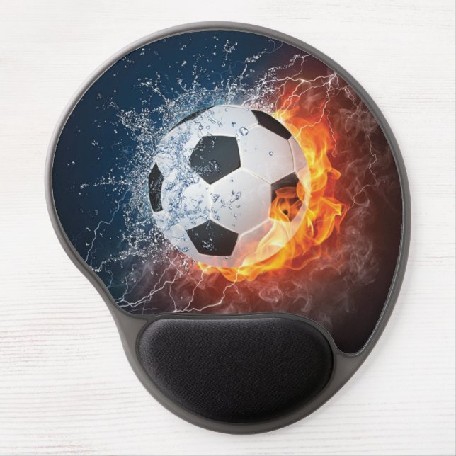 Flaming Football/Soccer Ball Throw Pillow Gel Mouse Pad (Front)