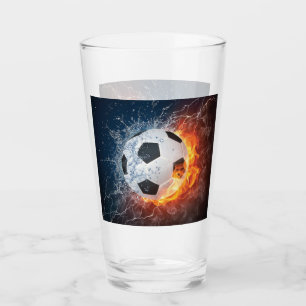 Flaming Football/Soccer Ball Throw Pillow Glass