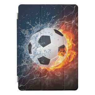 Flaming Football/Soccer Ball Throw Pillow iPad Pro Cover