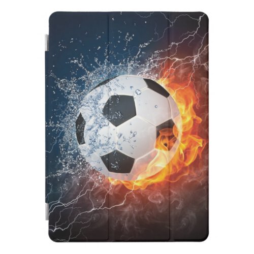 Flaming FootballSoccer Ball Throw Pillow iPad Pro Cover
