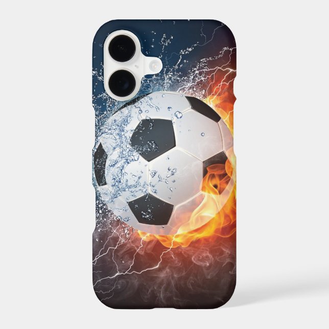 Flaming Football/Soccer Ball Throw Pillow iPhone Case (Back)