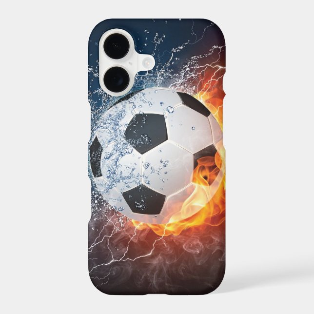 Flaming Football/Soccer Ball Throw Pillow iPhone Case (Back)
