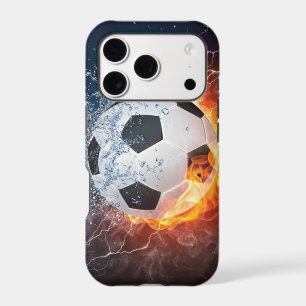 Flaming Football/Soccer Ball Throw Pillow iPhone 17 Pro Case
