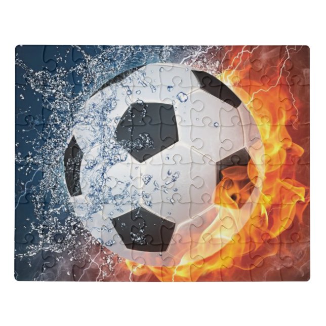 Flaming Football/Soccer Ball Throw Pillow Jigsaw Puzzle (Puzzle Horizontal)
