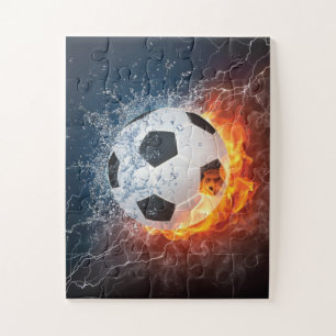 Flaming Football/Soccer Ball Throw Pillow Jigsaw Puzzle
