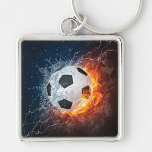 Flaming Football/Soccer Ball Throw Pillow Keychain