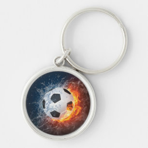 Flaming Football/Soccer Ball Throw Pillow Keychain