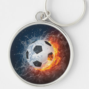 Flaming Football/Soccer Ball Throw Pillow Keychain