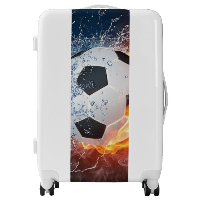 Flaming Football/Soccer Ball Throw Pillow Luggage (Front)