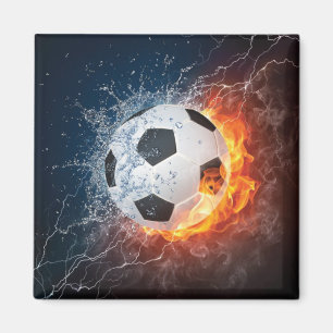 Flaming Football/Soccer Ball Throw Pillow Magnet