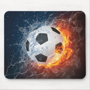 Flaming Football/Soccer Ball Throw Pillow Mouse Pad
