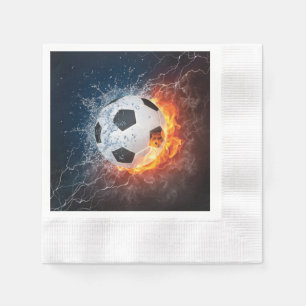 Flaming Football/Soccer Ball Throw Pillow Napkins