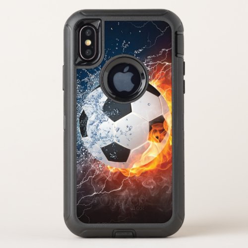 Flaming FootballSoccer Ball Throw Pillow OtterBox Defender iPhone X Case