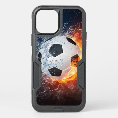 Flaming FootballSoccer Ball Throw Pillow OtterBox Commuter iPhone 12 Pro Case