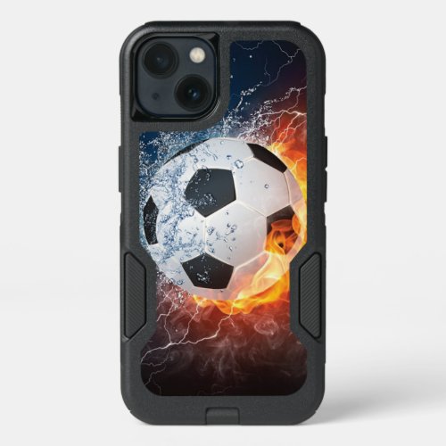 Flaming FootballSoccer Ball Throw Pillow iPhone 13 Case