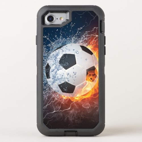 Flaming FootballSoccer Ball Throw Pillow OtterBox Defender iPhone SE87 Case