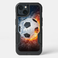 Flaming Football/Soccer Ball Throw Pillow