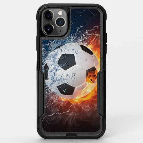 Flaming FootballSoccer Ball Throw Pillow OtterBox Commuter iPhone 11 Pro Max Case