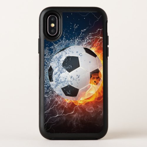 Flaming FootballSoccer Ball Throw Pillow OtterBox Symmetry iPhone XS Case