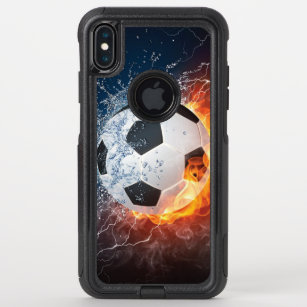 Flaming Football/Soccer Ball Throw Pillow OtterBox Commuter iPhone XS Max Case