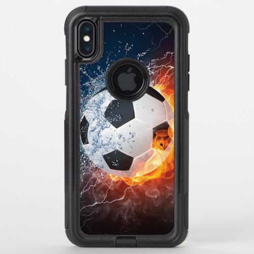 Flaming FootballSoccer Ball Throw Pillow OtterBox Commuter iPhone XS Max Case