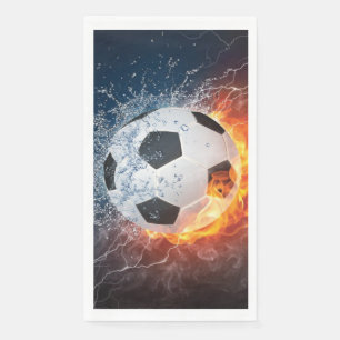 Flaming Football/Soccer Ball Throw Pillow Paper Guest Towels