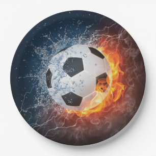 Flaming Football/Soccer Ball Throw Pillow Paper Plates
